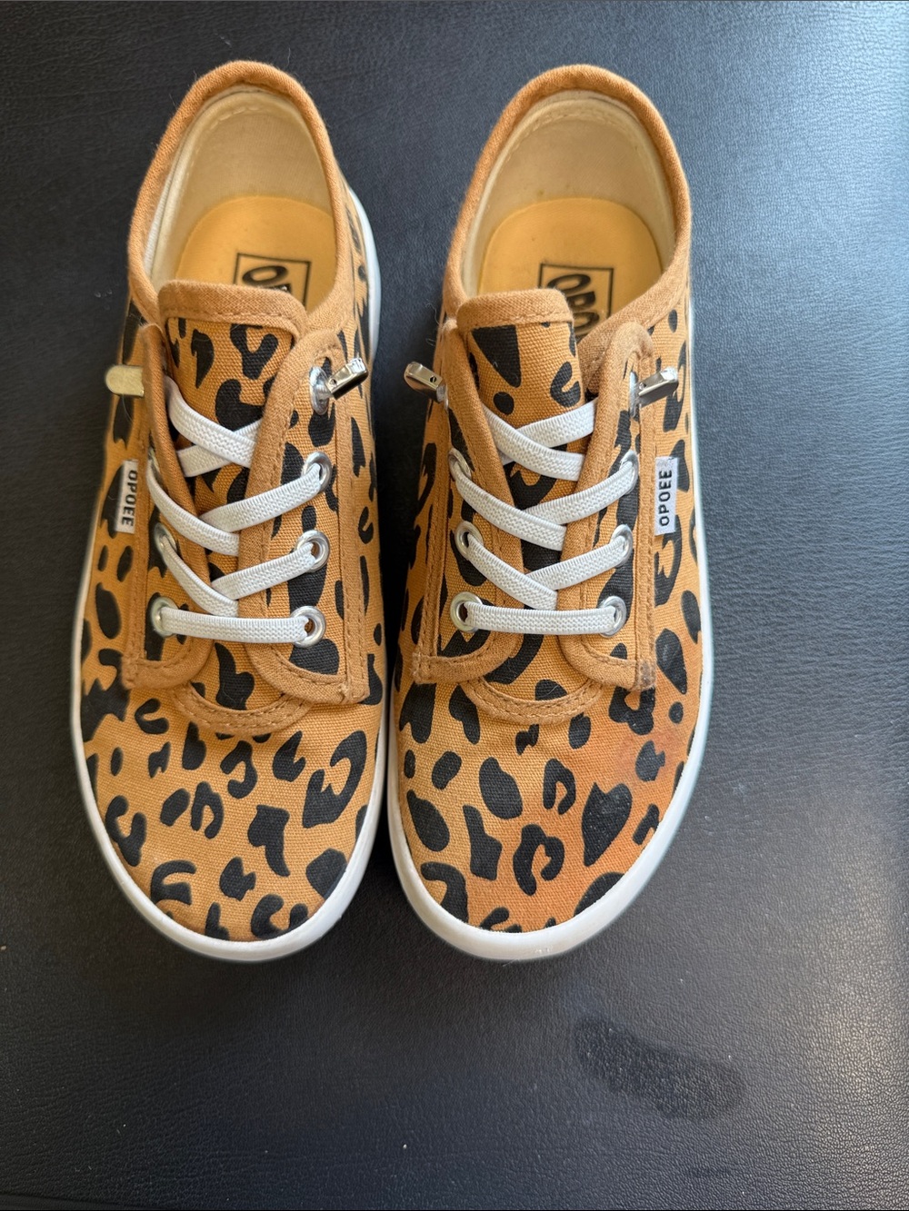 pop Kids Leopard Print Tan and Black Lace-Up Sneakers